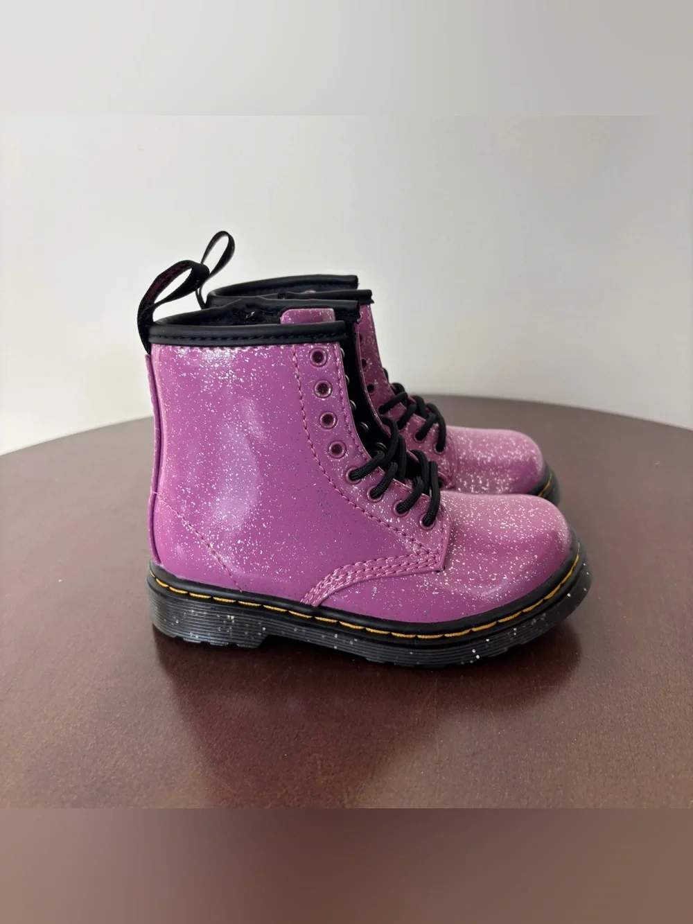 Dr. Martens TODDLER 1460 GLITTER LACE UP BOOTS, Size 8